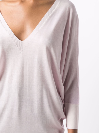 Shop Malo V-neck Cashmere-blend Top In Pink