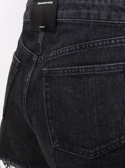 Shop Alexander Wang Frayed-edge Denim Shorts In Grey