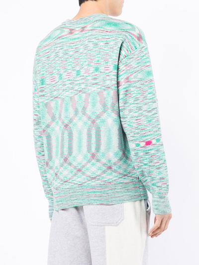 Aries Slogan-print Crew Neck Sweatshirt In Green