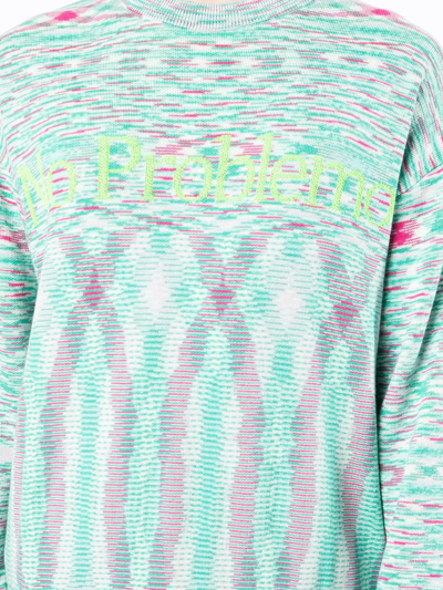 Shop Aries Slogan-print Crew-neck Sweatshirt In Green