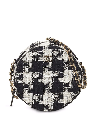 Pre-owned Chanel Round As Earth Tweed Crossbody Bag In Black