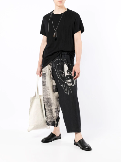 Shop Yohji Yamamoto Ribbed-detail Cotton T-shirt In Black