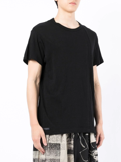 Shop Yohji Yamamoto Ribbed-detail Cotton T-shirt In Black