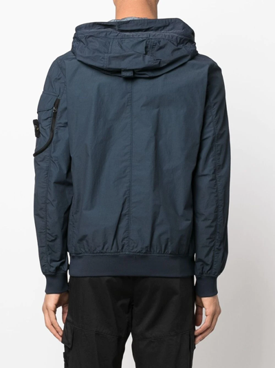 Shop Stone Island Compass Badge Lightweight Hooded Jacket In Blue