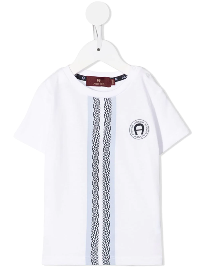 Shop Aigner Monogram-print Cotton T-shirt In White