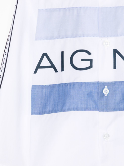 Shop Aigner Logo-print Striped Shirt In White