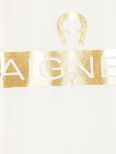 Shop Aigner Logo-print Crewneck T-shirt In White