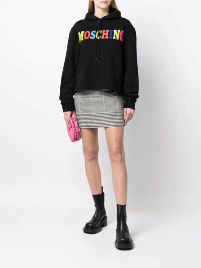 Shop Moschino Logo-print Organic-cotton Hoodie In Black