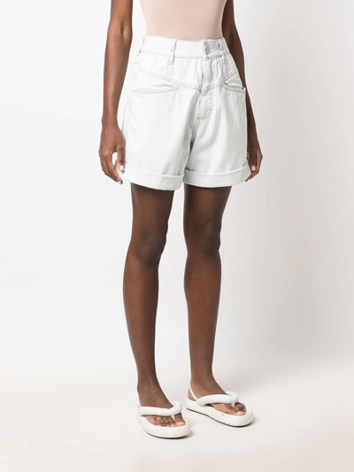 Shop Kenzo High-waisted Denim Shorts In Blue