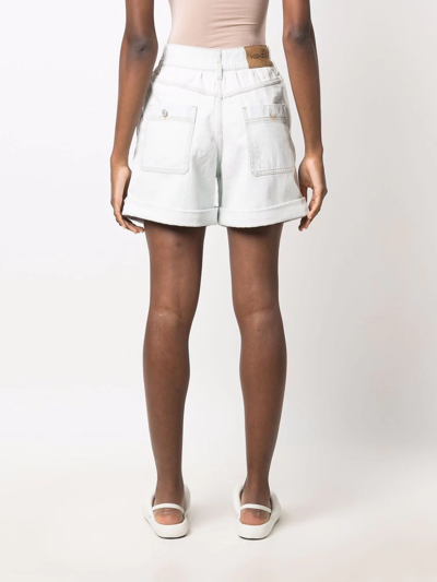 Shop Kenzo High-waisted Denim Shorts In Blue