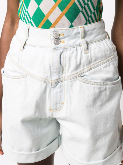 Kenzo High-waisted Denim Shorts In Blue