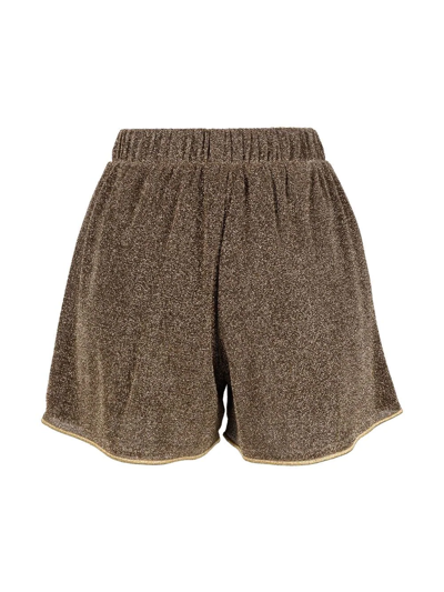 Shop Oseree Lumière Metallic Threaded Shorts In Neutrals