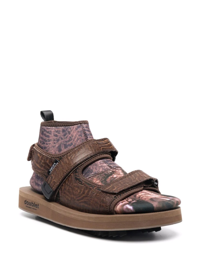 Shop Doublet Dinossaur Layered Sandals In Brown