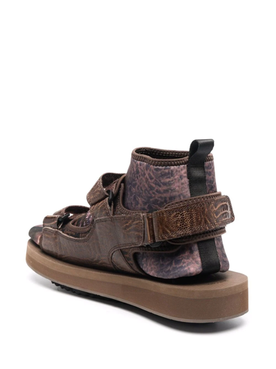 Shop Doublet Dinossaur Layered Sandals In Brown