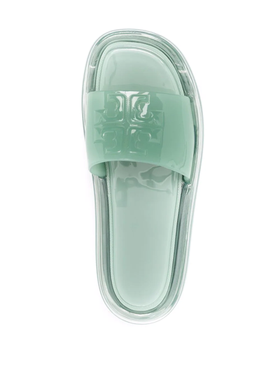 Shop Tory Burch Bubble Jelly Flat Slides In Green