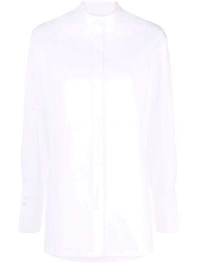 Mila Schön Band-collar Button-front Tailored Shirt In White