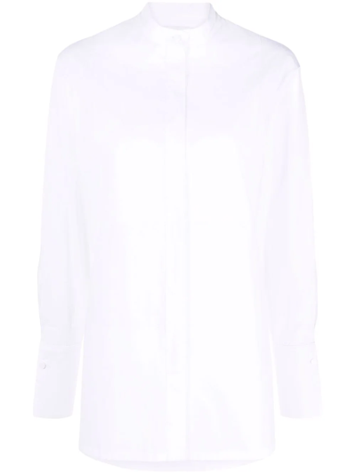 Shop Mila Schön Band-collar Button-front Tailored Shirt In White