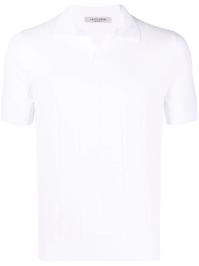 Shop Fileria Ribbed-knit Cotton Polo Shirt In White