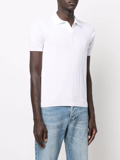 Shop Fileria Ribbed-knit Cotton Polo Shirt In White