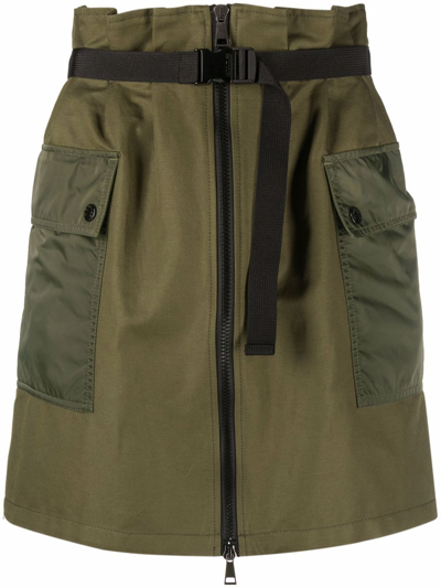Shop Moncler High-waisted Cargo Skirt In Green