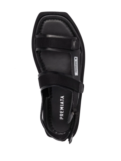 Shop Premiata Logo-patch Leather Sandals In Black