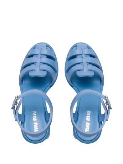 Miu Miu Eva Ankle Strap 85mm Sandals In Blue