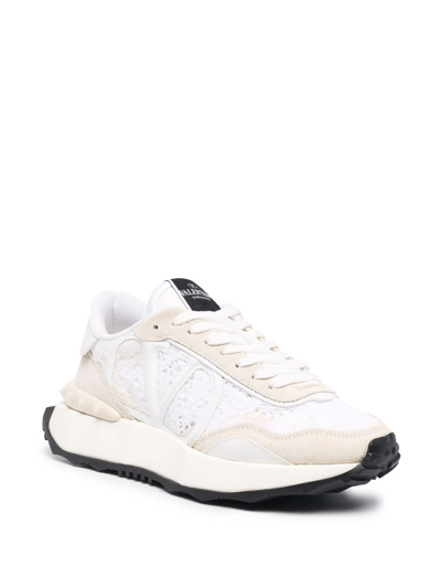 Shop Valentino Lacerunner Lace Panelled Sneakers In White
