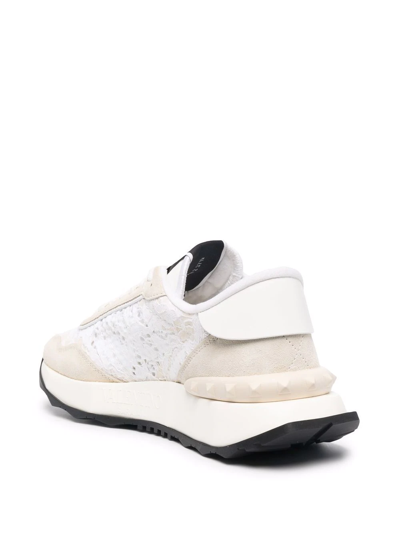 Shop Valentino Lacerunner Lace Panelled Sneakers In White