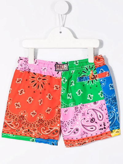 Mc2 Saint Barth Bandana-print Drawstring Shorts In Red