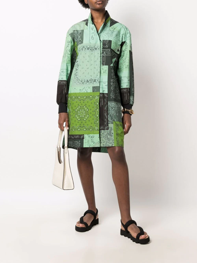 Kenzo Shirt Dress With Paisley Print In Green