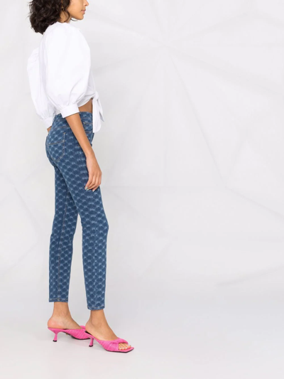Shop Elisabetta Franchi Logo-print Skinny Jeans In Blue