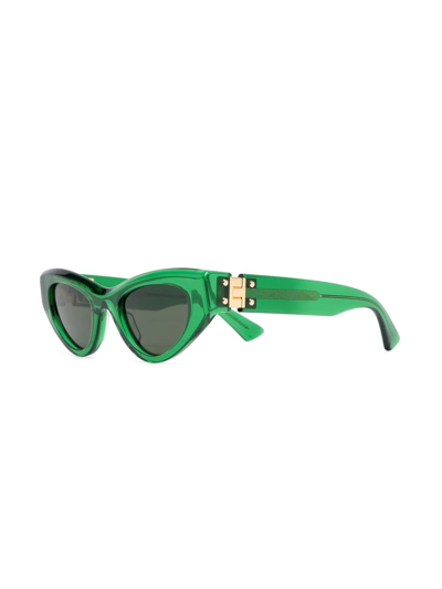 Shop Bottega Veneta Angle Cat-eye Sunglasses In Green