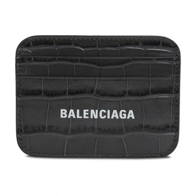 Shop Balenciaga Cash Card Holder In Dark Grey L White