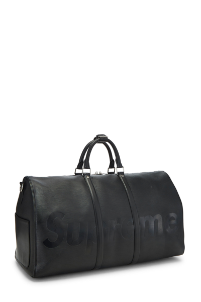 LOUIS VUITTON  MATTE BLACK SUPREME EDITION EPI SUPREME KEEPALL