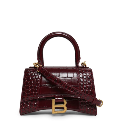 Shop Balenciaga Xs Hourglass Top Handle Bag In Dark Red