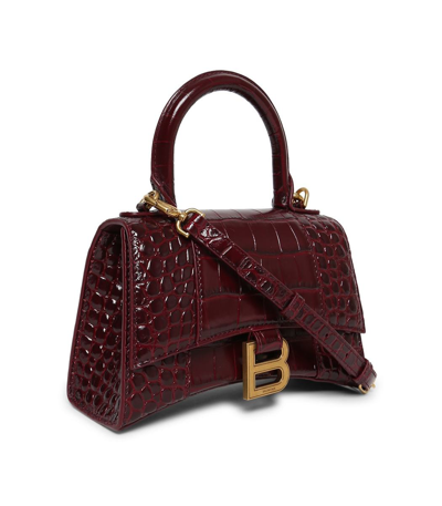 Shop Balenciaga Xs Hourglass Top Handle Bag In Dark Red