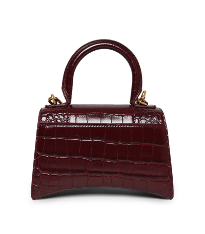 Shop Balenciaga Xs Hourglass Top Handle Bag In Dark Red