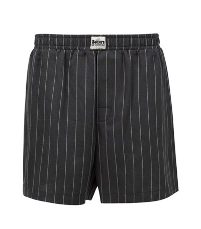 Shop Natasha Zinko Pinstripe Boxer Shorts In Striped Black And White