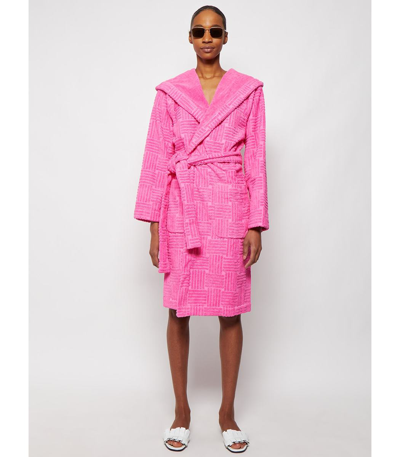 Bottega Veneta X The Webster Jacquard Cotton Terry Bathrobe Bon Bon In Pink  | ModeSens