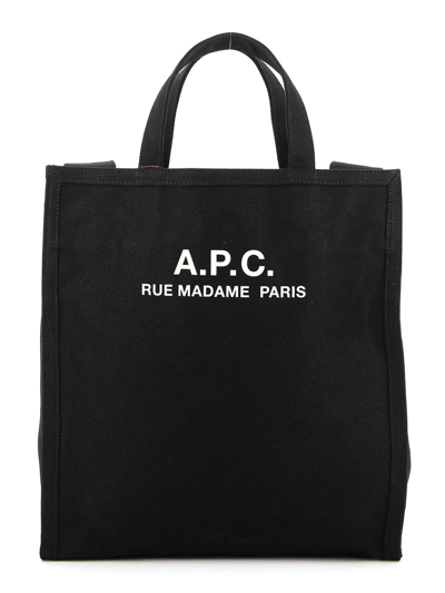Shop Apc A.p.c. Recovery Logo Printed Shopping Bag In Black