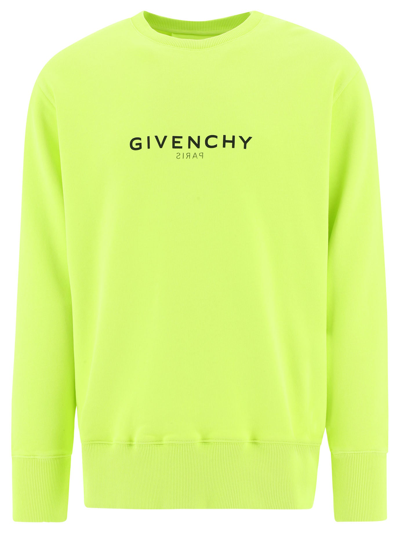 Shop Givenchy Reverse Logo Crewneck Sweatshirt In Yellow