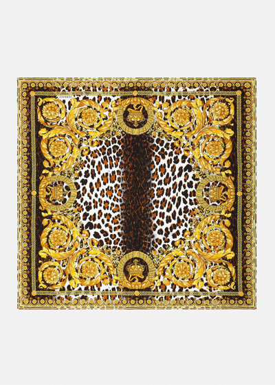 Shop Versace Wild Barocco Large Silk Foulard, Female, Gold, One Size