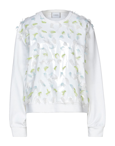 Shop Iceberg Woman Sweatshirt White Size 6 Cotton, Polyurethane, Viscose, Wool, Mohair Wool