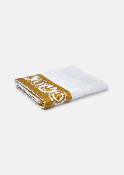 Shop Versace I ♡ Baroque Beach Towel In White