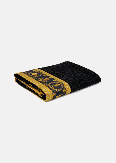 Shop Versace I ♡ Baroque Beach Towel In Black