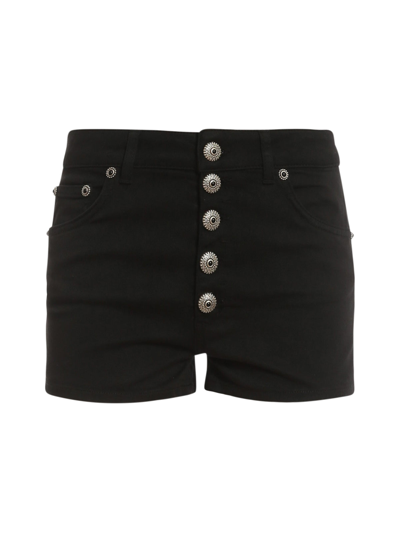 Shop Dondup Button-up Denim Shorts In Black
