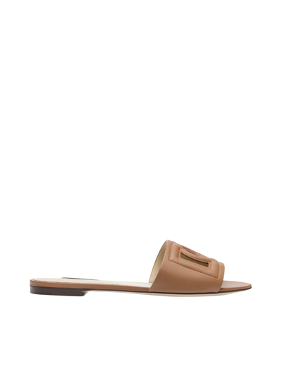 Shop Dolce & Gabbana Cut Out-detail Leather Sandals In Brown