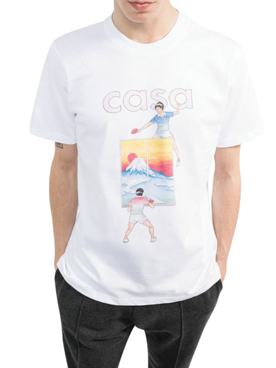 Shop Casablanca Ping Pong Print T-shirt In White