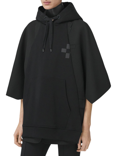 Shop Burberry Sleeveless Cotton Hoodie With Logo Graphics In Black
