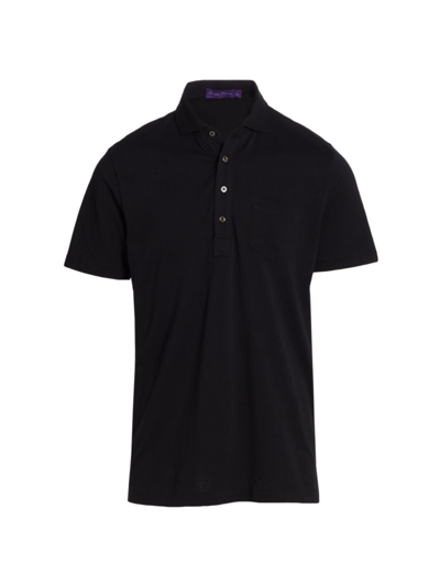 Shop Ralph Lauren Purple Label Men's Custom Slim-fit Washed Piqué Polo Shirt In Black
